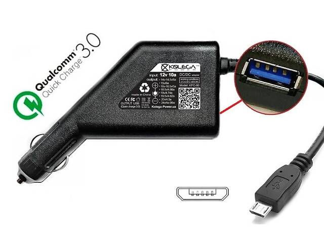 Блок живлення до ноутбука Dell 19.5v 1.2a 24w micro USB (Kolega-Power (Авто)) 12 міс.гар. - Фото 1