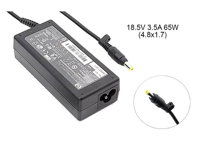 Блок живлення до ноутбука HP 18.5v 3.5a 65w 4.8x1.7mm (Як оригінал) 1 день гар. - Фото 1