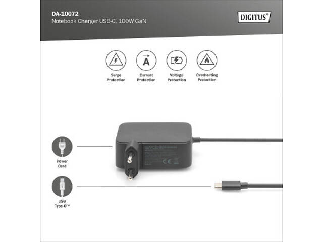 Блок живлення до ноутбука Digitus 100W USB-C GaN (DA-10072) - Фото 5