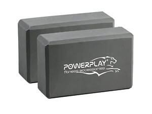 Блоки для йоги 2 шт. PowerPlay 4006 Yoga Brick EVA Сірі (пара)