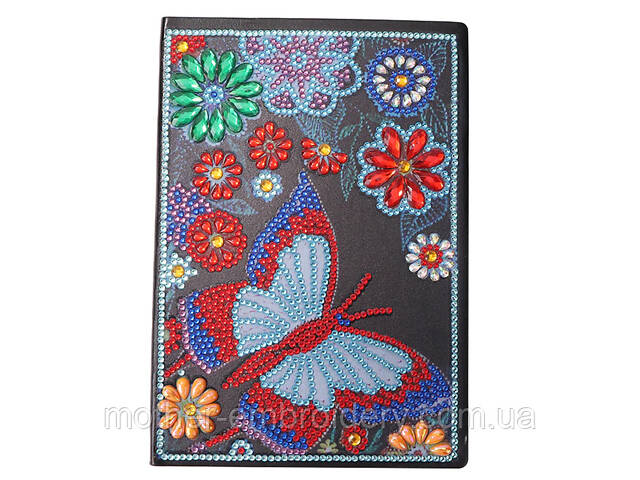 Блокнот с алмазной вышивки мозаики 5d ' Бабочки на цветах ' мандала 48 страниц, А5 - Фото 1