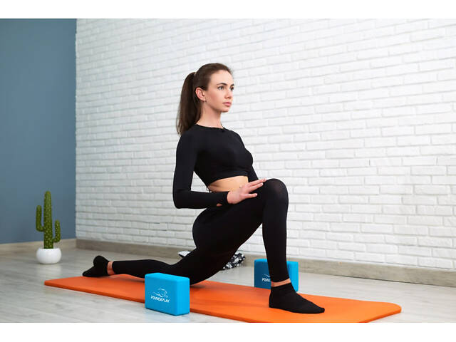 Блок для йоги 2 шт. (пара) PowerPlay 4006 Yoga Brick EVA Сині - Фото 6