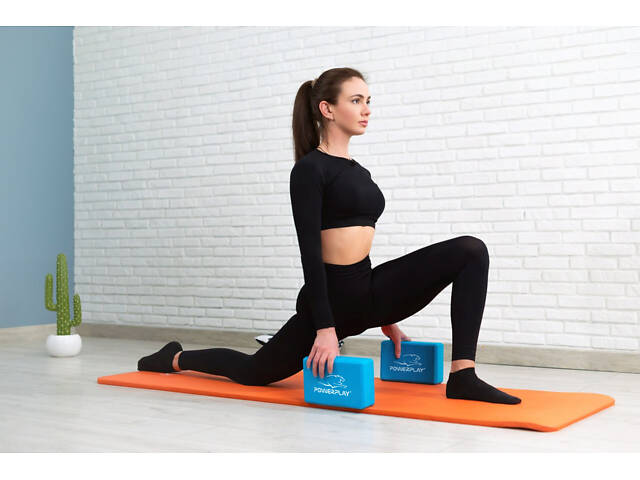 Блок для йоги 2 шт. (пара) PowerPlay 4006 Yoga Brick EVA Сині - Фото 9