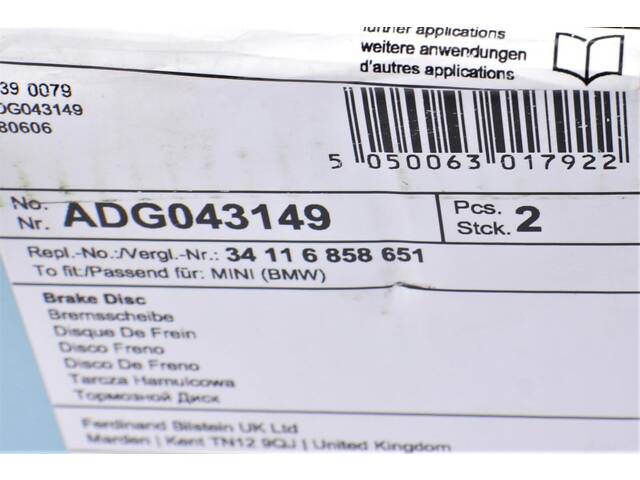 BLUE PRINT ADG043149 Тормозной диск (передний) MINI Cooper 2 06- (280mm) (с покрытием) - Фото 5
