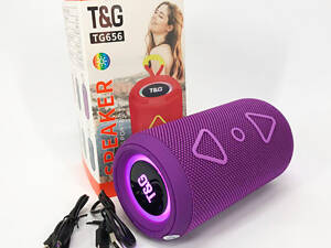 Bluetooth колонка портативная TG656 FM-радио, мощная переносная акустическая колонка. Цвет: фиолетовый