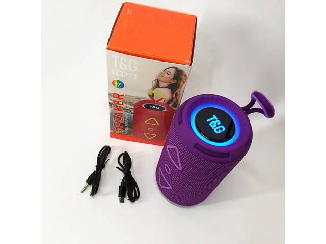 Bluetooth колонка портативна TG656 FM-радіо, потужна переносна акустична колонка. Колір: фіолетовий - Фото 2