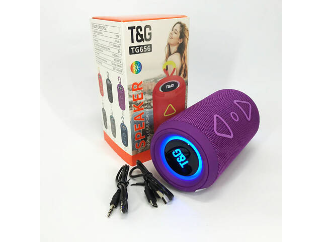 Bluetooth колонка портативна TG656 FM-радіо, потужна переносна акустична колонка. Колір: фіолетовий - Фото 4