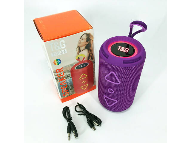 Bluetooth колонка портативна TG656 FM-радіо, потужна переносна акустична колонка. Колір: фіолетовий - Фото 7