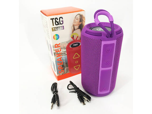 Bluetooth колонка портативна TG656 FM-радіо, потужна переносна акустична колонка. Колір: фіолетовий - Фото 8