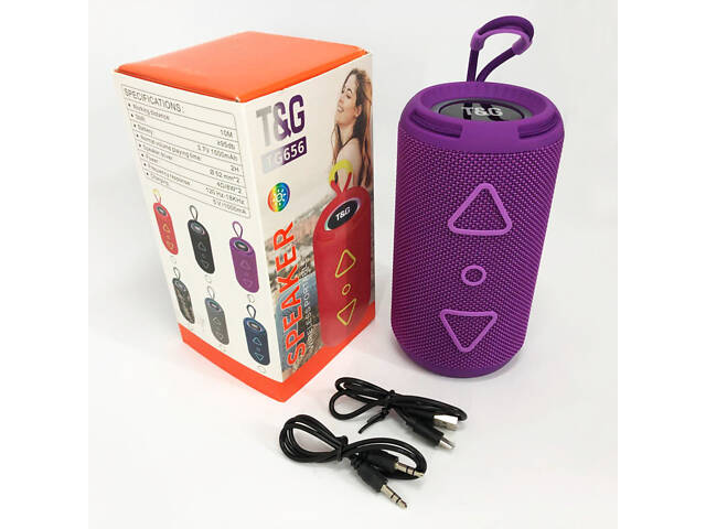 Bluetooth колонка портативна TG656 FM-радіо, потужна переносна акустична колонка. Колір: фіолетовий - Фото 9