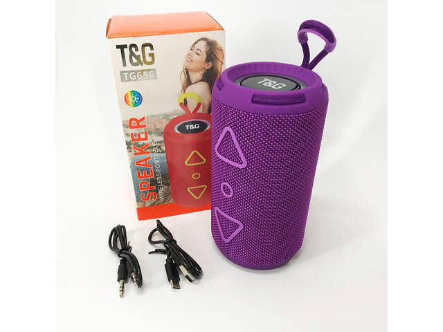 Bluetooth колонка портативна TG656 FM-радіо, потужна переносна акустична колонка. Колір: фіолетовий - Фото 10