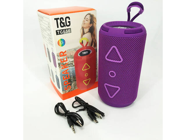 Bluetooth колонка портативна TG656 FM-радіо, потужна переносна акустична колонка. Колір: фіолетовий - Фото 12