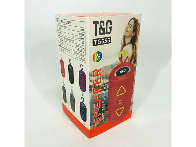 Bluetooth колонка портативна TG656 FM-радіо, потужна переносна акустична колонка. Колір: фіолетовий - Фото 13