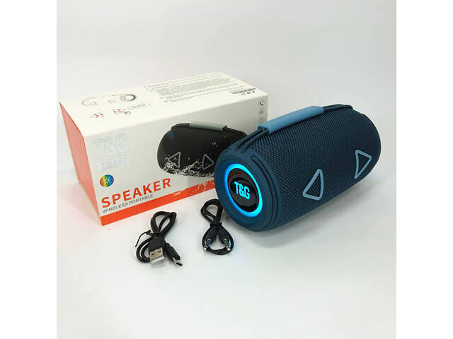 Bluetooth-колонка TG657 з RGB підсвічуванням 1500 mAh, музичні стовпчики для вулиці. Колір: синій - Фото 1