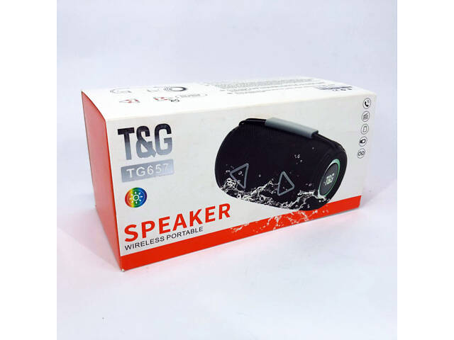 Bluetooth-колонка TG657 з RGB підсвічуванням 1500 mAh, Bluetooth колонка для гарної музики. Колір: чорний - Фото 4