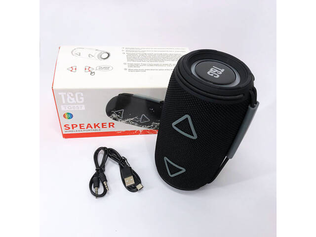 Bluetooth-колонка TG657 з RGB підсвічуванням 1500 mAh, Bluetooth колонка для гарної музики. Колір: чорний - Фото 6