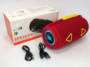 Bluetooth-колонка TG657 с RGB подсветкой 1500 mAh, Беспроводная колонка портативная мощная. Цвет: красный