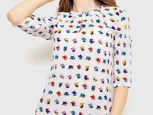 Блуза с принтом, цвет молочно-синий, 230R1121