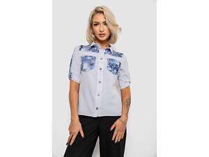 Блуза в горошек с принтом, цвет белый, 230R7215-1