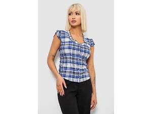 Блуза в карту, колір синій, 230R2502
