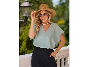 Блузы ISSA PLUS 15219 XXL оливковые