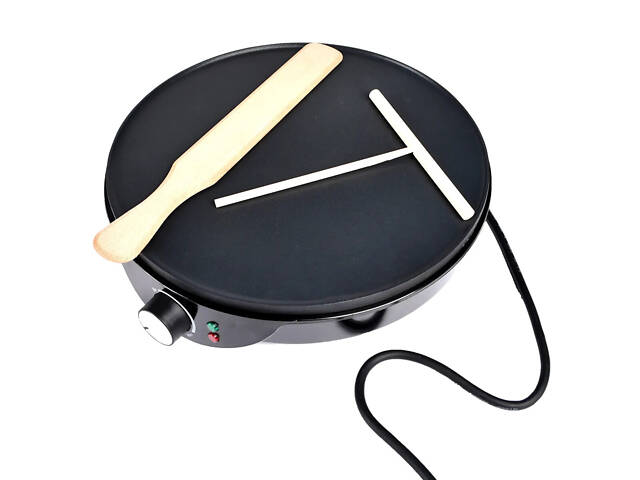 Блинница с лопаткой и т-образной палочкой для теста электрическая 30 см - Фото 1