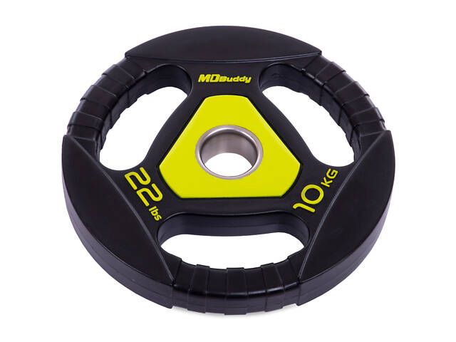 Блины (диски) полиуретановые Zelart TA-2677-10 51мм 10кг Черный-салатовый - Фото 1