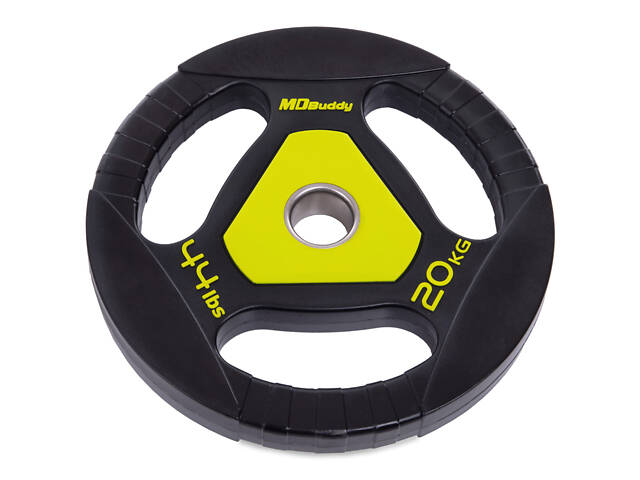 Блины (диски) полиуретановые Zelart TA-2677-20 20кг Черный-салатовый - Фото 1