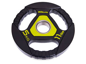 Блины (диски) полиуретановые Zelart TA-2677-5 51мм 5кг Черный-салатовый