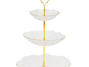 Блюдо 3-ярусне Гірський кришталь 35х26 см 19219-033 скло