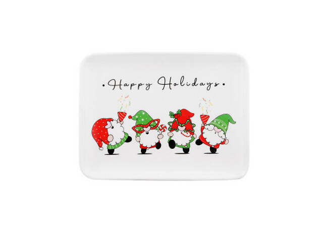 Блюдо Ardesto Christmas Gnomes, 20х15см, порцеляна, прямокутна (AR3063) - Фото 1