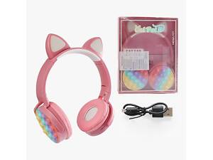 Блютуз навушники з підсвічуванням та мікрофоном - Bluetooth навушники C-60911 з AUX та регульованим розміром