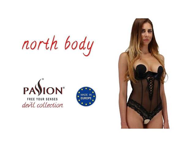 Боди с открытой грудью NORTH BODY black XXL/XXXL - Passion Exclusive Feromon - Фото 3
