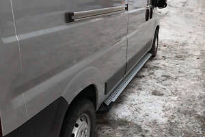 Боковые пороги Allmond Grey (2 шт, алюм.) Длинная база для Fiat Ducato 2006-2024 и