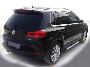 Боковые пороги Allmond Grey (2шт, алюм) для Volkswagen Tiguan 2007-2016 гг.