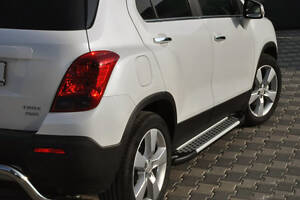 Боковые пороги Allmond Grey (2 шт., алюминий) для Chevrolet Trax 2012-2024 гг