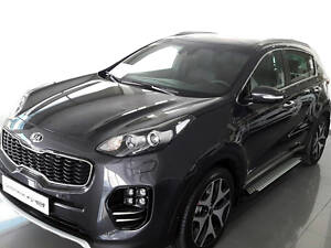 Бокові пороги Allmond Grey (2 шт., алюміній) для Kia Sportage 2015-2021 рр