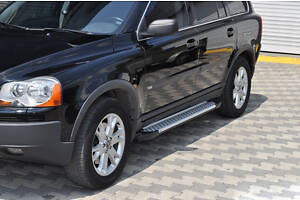 Бокові пороги Allmond Grey (2 шт., алюміній) для Volvo XC90 2002-2014 рр