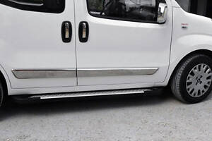 Боковые пороги Allmond Grey (2 шт, алюминий) Макси база для Fiat Doblo II 2010-2022 гг
