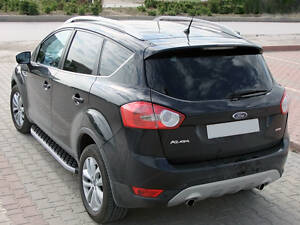 Боковые пороги BlackLine (2 шт, алюминий) С черной листвой на дверях для Ford Kuga/Escape 2013-2019 гг