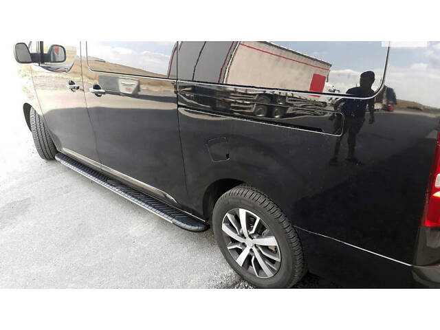 Боковые пороги Bosphore Grey (2 шт, алюминий) XS – Короткая база для Peugeot Expert 2017- гг - Фото 1