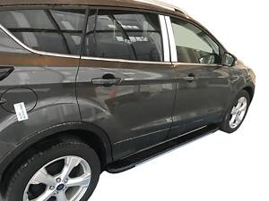 Боковые пороги Bosphorus Grey (2 шт., алюминий) С черной листвой на дверях для Ford Kuga/Escape 2013-2019 гг