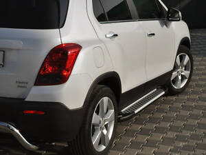 Боковые пороги Chevrolet Trax 2012- Allmond Grey (2 шт., алюминий) Erkul