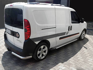 Боковые пороги Fiat Doblo III nuovo 2010- и 2015- Line (2 шт., алюминий) Макси база Erkul