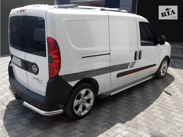 Боковые пороги Fiat Doblo III nuovo 2010- и 2015- Line (2 шт., алюминий) Стандартная база Erkul