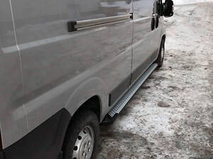 Боковые пороги Fiat Ducato 2006- и 2014- Allmond Grey (2 шт, алюм.) Средняя база Erkul