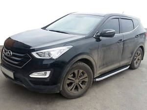 Боковые пороги Fullmond (2 шт, алюм.) для Hyundai Santa Fe 3 2012-2018 гг