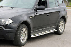 Боковые пороги KB001 (нерж) 51 мм для BMW X3 E-83 2003-2010 гг.