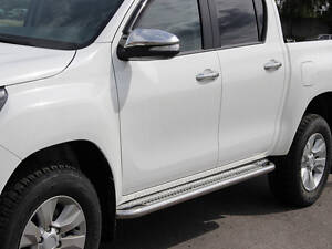 Боковые пороги KB001 (нерж) 51 мм для Toyota Hilux 2015-2024 гг