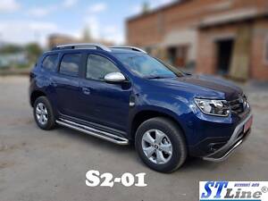 Боковые пороги Premium (2 шт., нерж.) Ø60 для Dacia Duster 2018-2024 гг